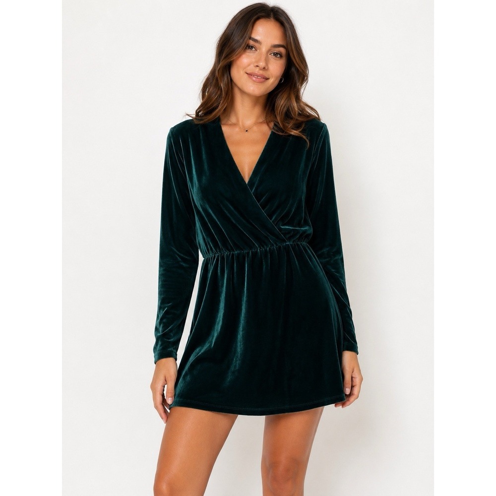 Women's Banana Republic Aida Velvet Green Wrap Dress Size M Whismygoth Witchy